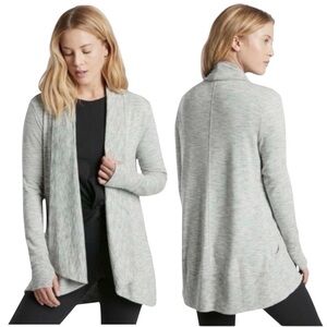 Athleta Pranayama Wrap Cardigan w/Pockets Heathered Gray Oversized Sz M EUC